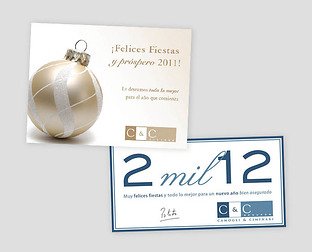  C&C Seguros: diseño de isologotipo, papelería, e-flyers, cartel institucional, tarjetas de Navidad y web.